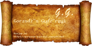 Gorzsás Györgyi névjegykártya